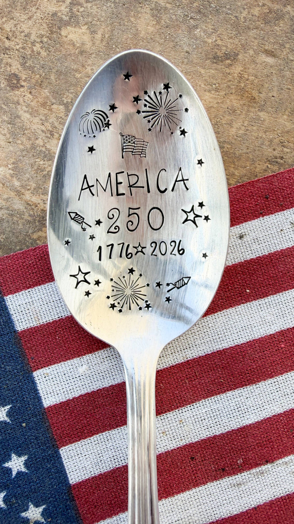America's 250th Birthday Vintage Stamped Spoon