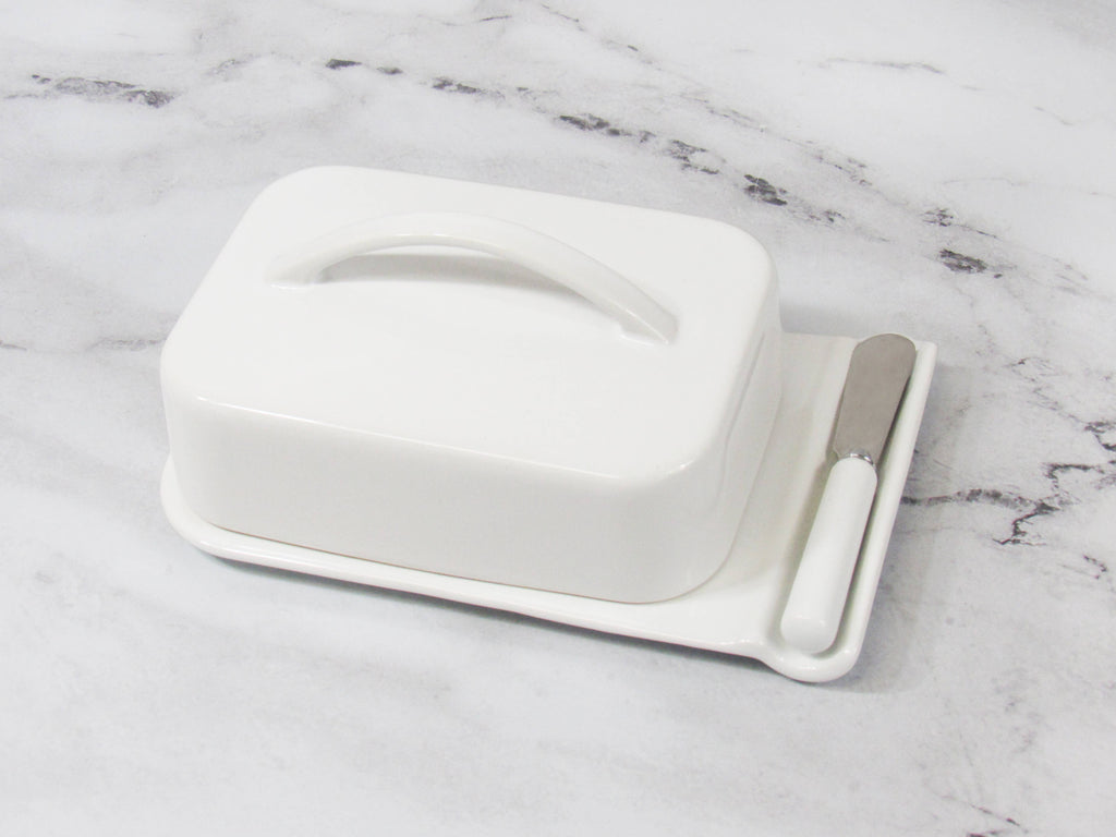 Porcelain Mess-Free Butter Dish w/ Spreader