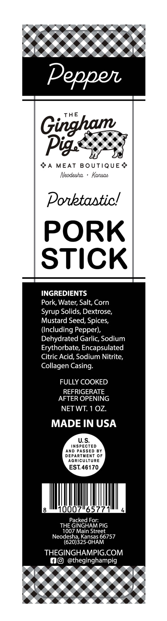 Peppered Pork Snack Stick - 1 oz.