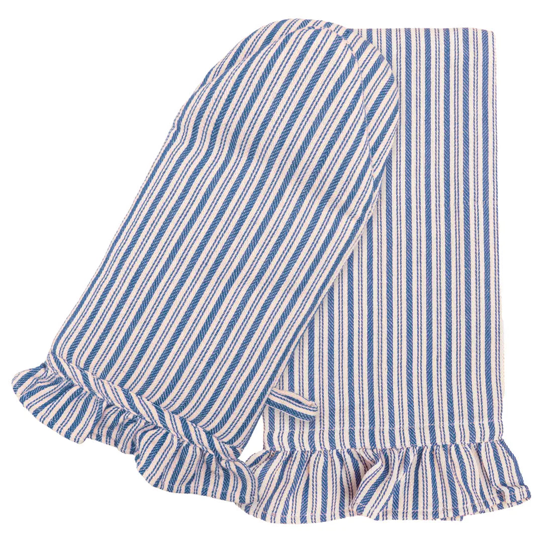 Ruffle Stripe Oven Mitt & Tea Towel Set