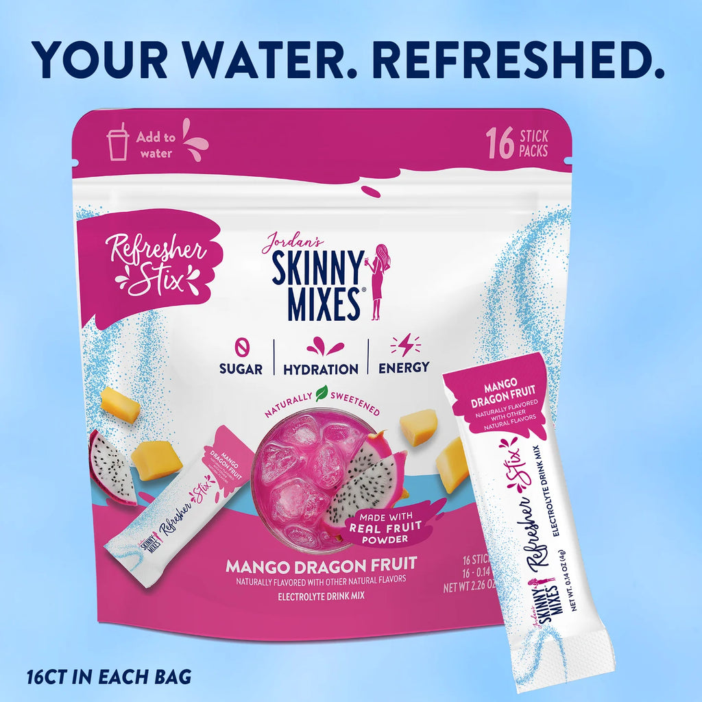 Jordan's Skinny Mixes Refresher Stix | Mango Dragon Fruit (16 count)