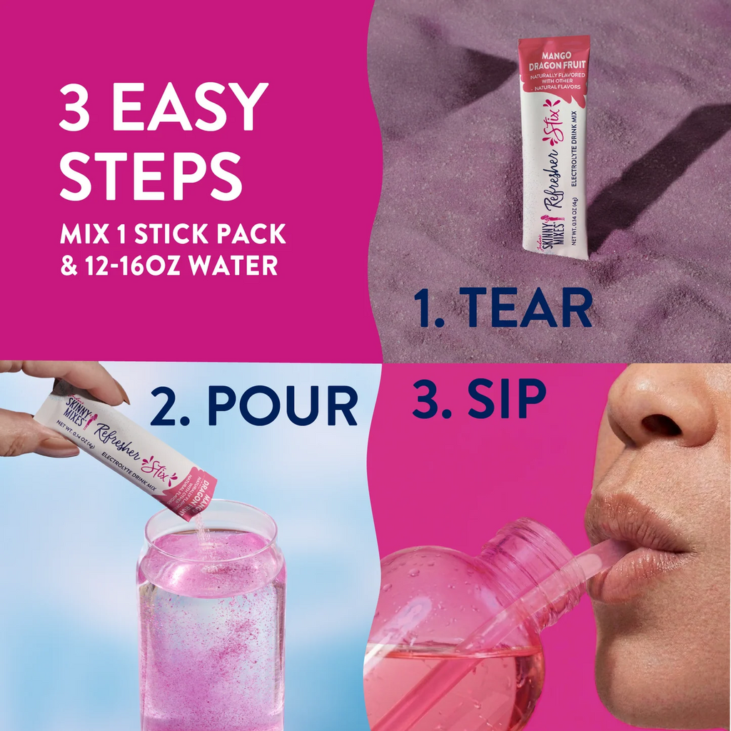 Jordan's Skinny Mixes Refresher Stix | Mango Dragon Fruit (16 count)