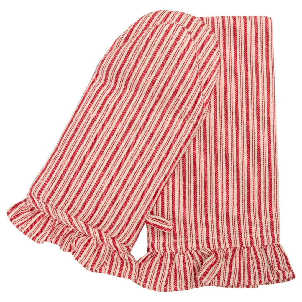 Ruffle Stripe Oven Mitt & Tea Towel Set